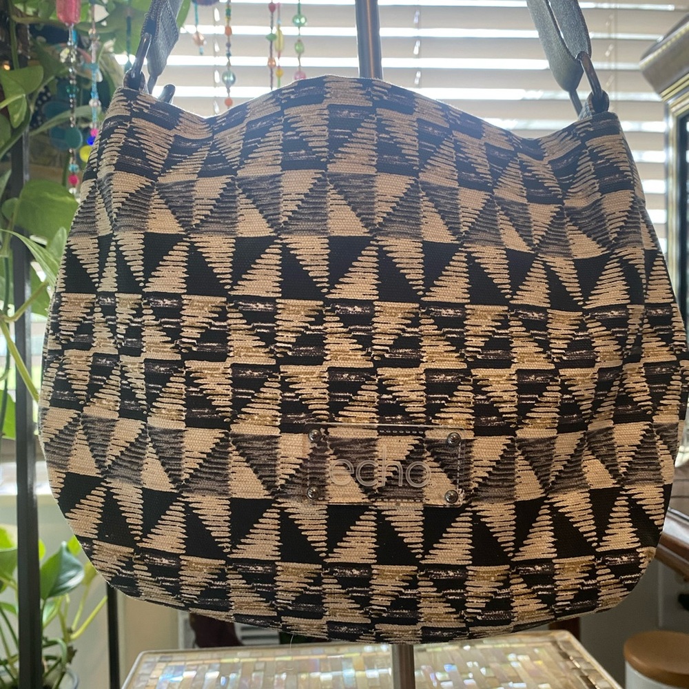 Echo Black /Cream Geometric Pattern Bag Lined In … - image 8